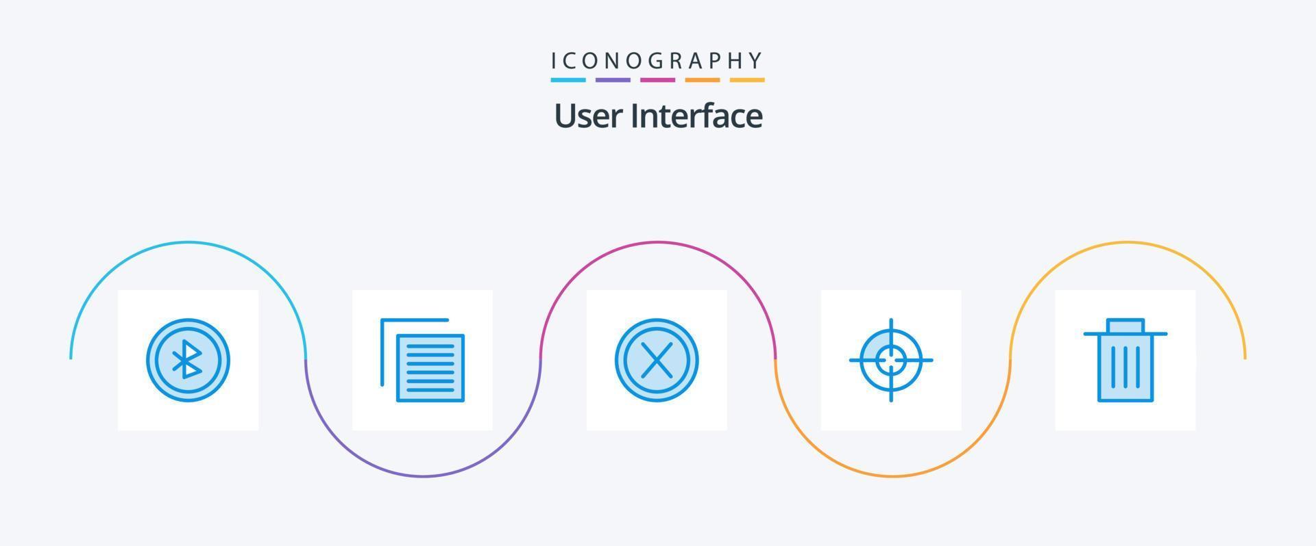 interfaz de usuario azul 5 paquete de iconos que incluye papelera. Eliminar. cruzar. interfaz. objetivo vector