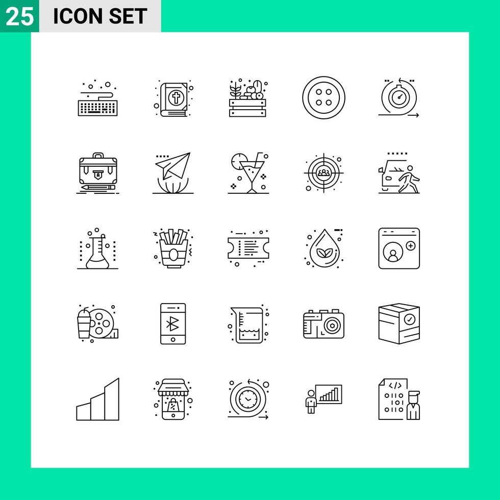 Stock Vector Icon Pack of 25 Line Signs and Symbols for fast cycle farming agile sewing Editable Vector Design Elements