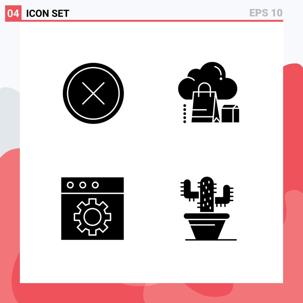 Mobile Interface Solid Glyph Set of Pictograms of circle online delete shopping mac Editable Vector Design Elements