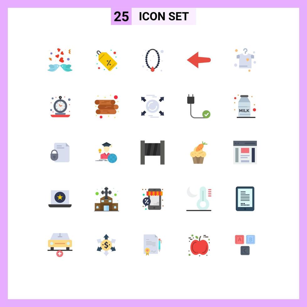 Group of 25 Flat Colors Signs and Symbols for hanging clothes jewelry left pendant Editable Vector Design Elements