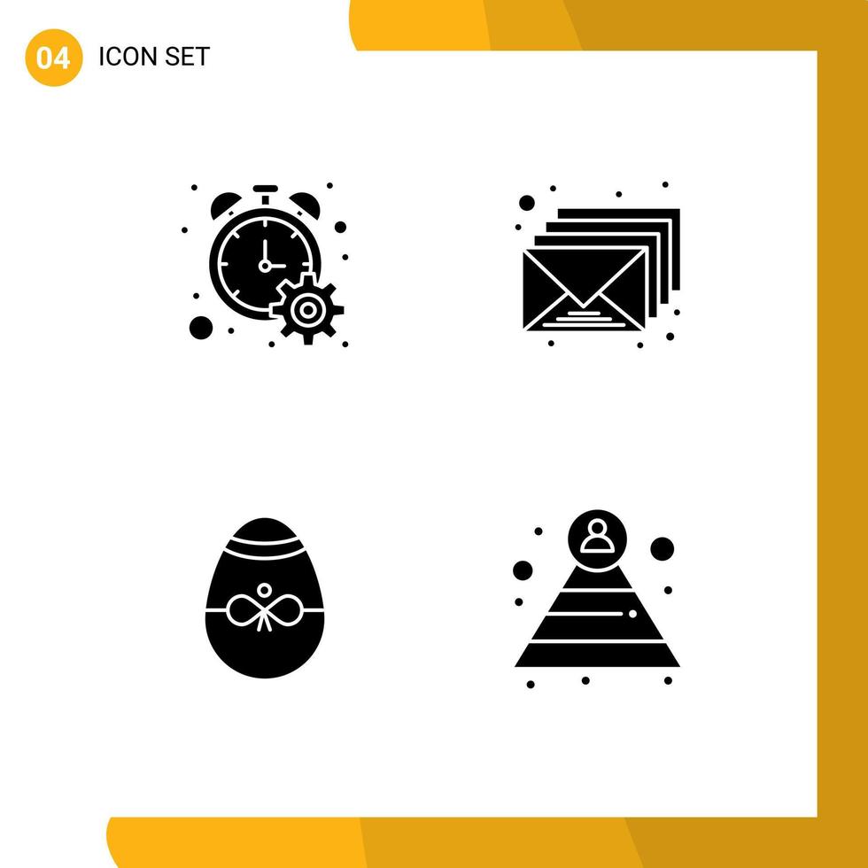 4 Solid Glyph concept for Websites Mobile and Apps counter bird timer mail easter Editable Vector Design Elements