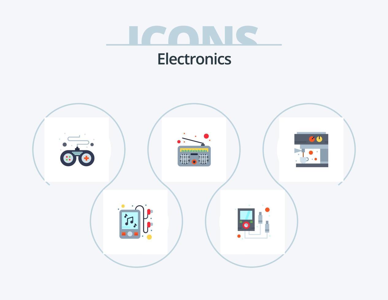 Electronics Flat Icon Pack 5 Icon Design. . maker. device. machine. radio vector