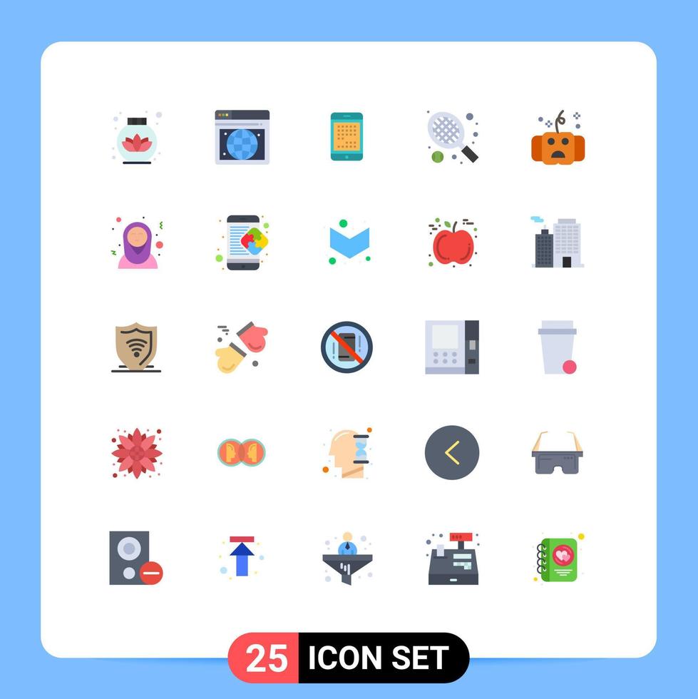 Stock Vector Icon Pack of 25 Line Signs and Symbols for halloween all device tennis racket Editable Vector Design Elements