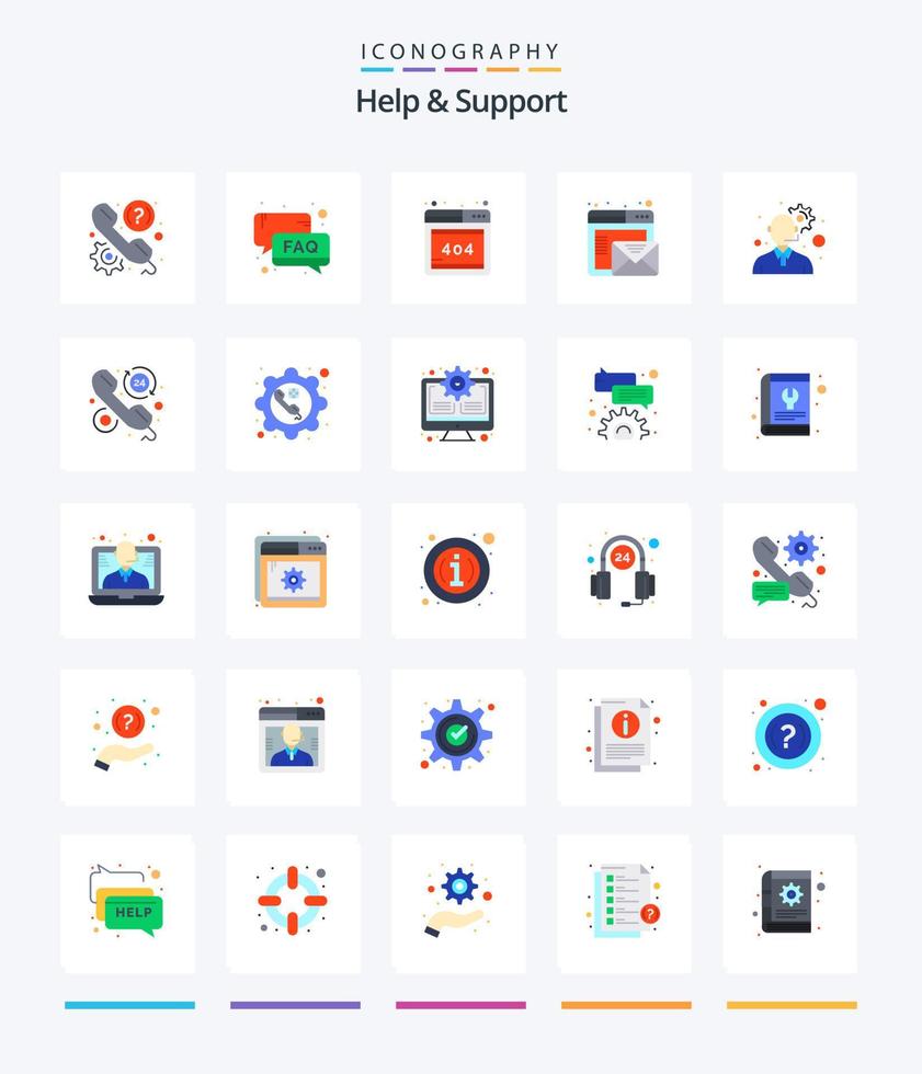 Creative Help And Support 25 Flat icon pack  Such As customer service. mail. support. email. web vector