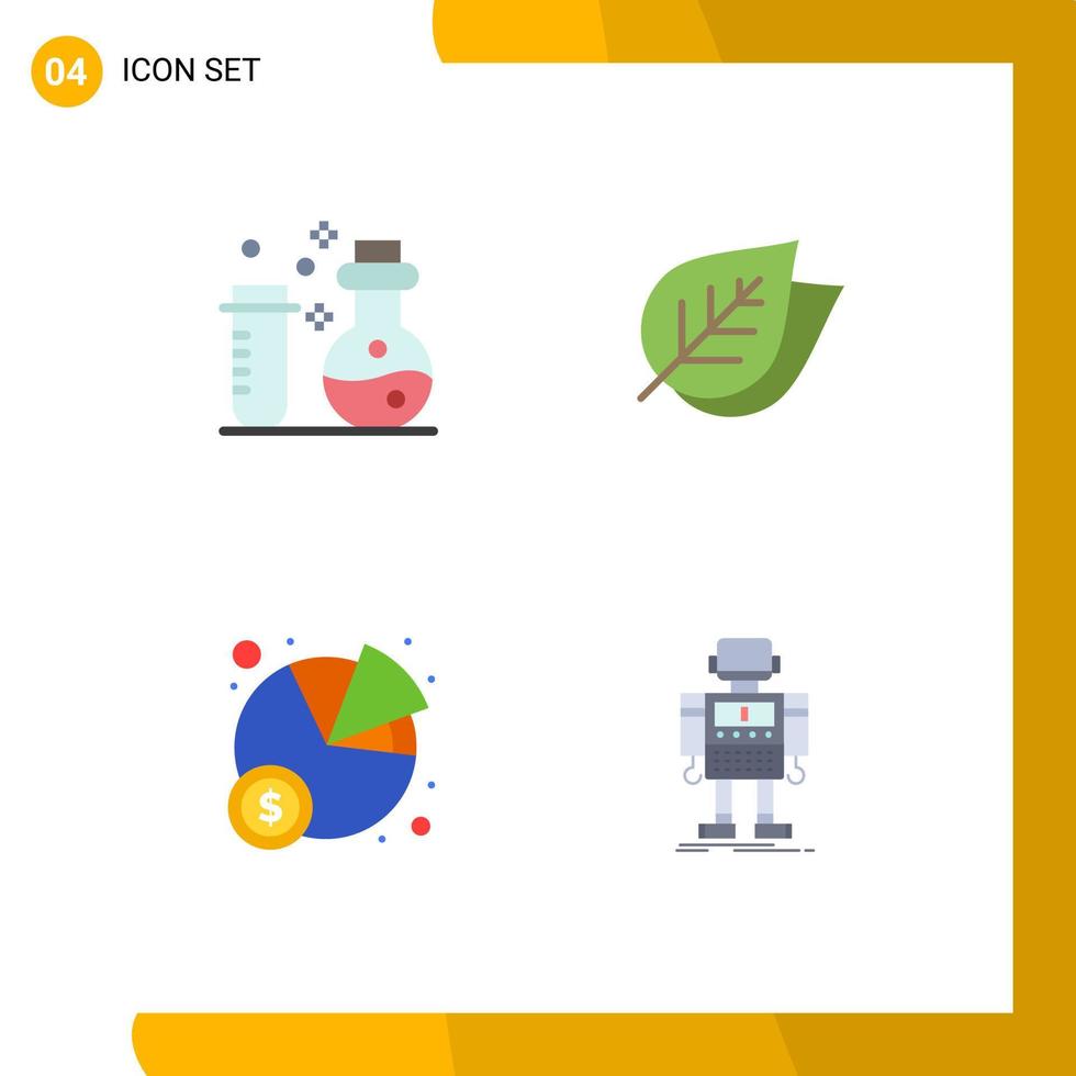 Flat Icon Pack of 4 Universal Symbols of chemistry pie science nature autonomous Editable Vector Design Elements