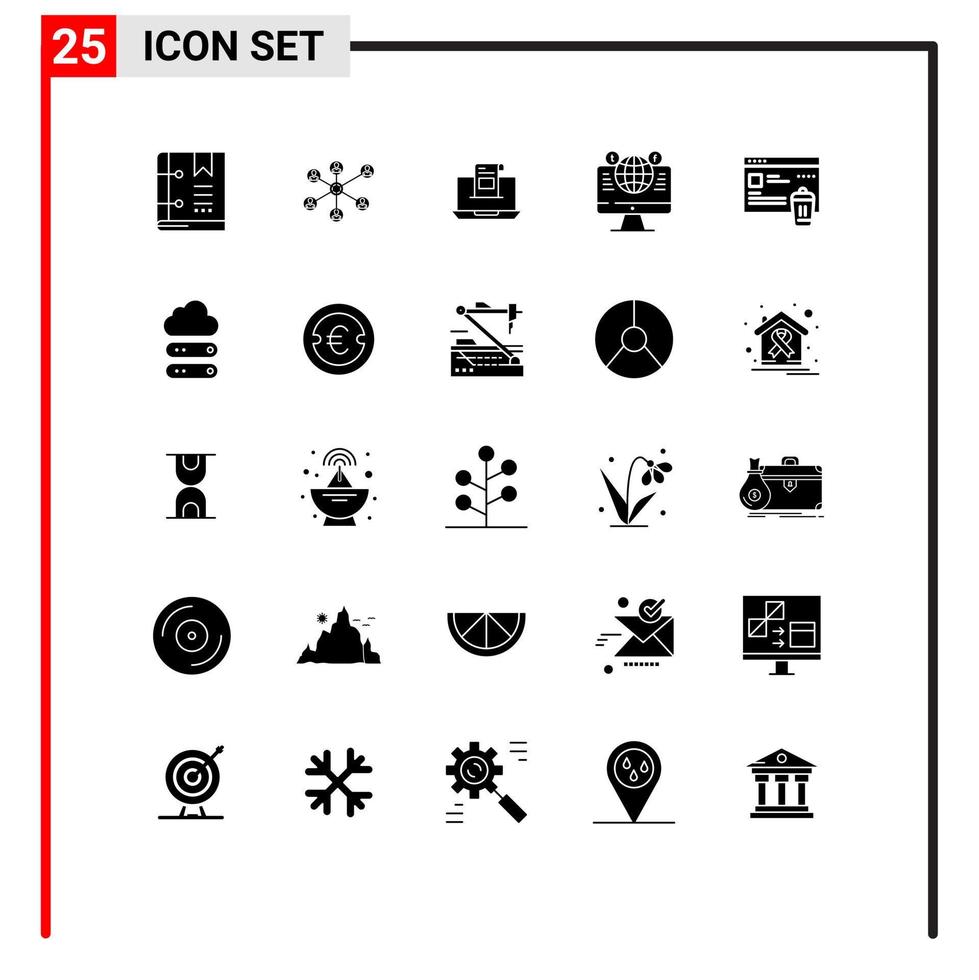 Universal Icon Symbols Group of 25 Modern Solid Glyphs of website mail group letter mail Editable Vector Design Elements