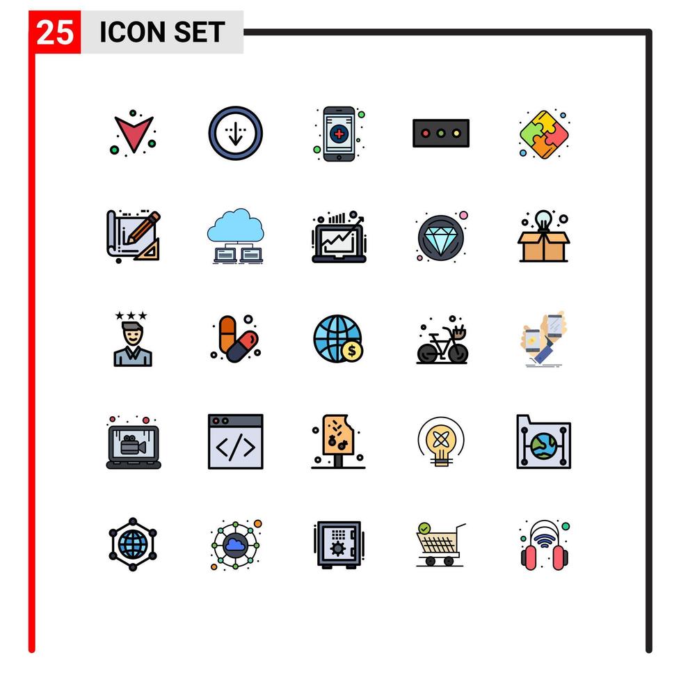 Universal Icon Symbols Group of 25 Modern Filled line Flat Colors of architecture teamwork medical strategy security Editable Vector Design Elements