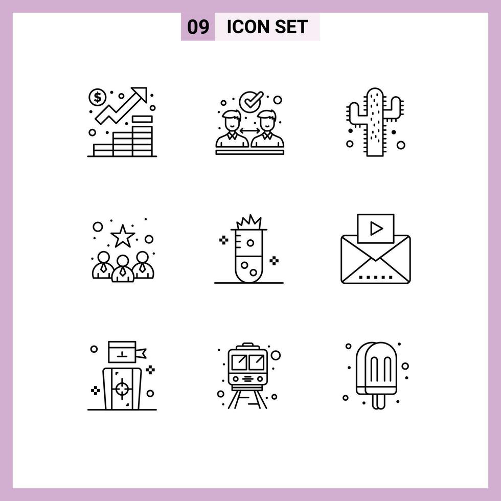 9 Universal Outline Signs Symbols of chemistry alcoholic fermentation cactus best team candidates Editable Vector Design Elements