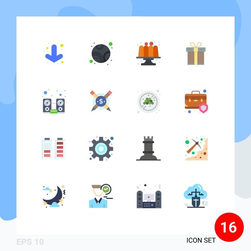 Modern Set of 16 Flat Colors Pictograph of speaker hardware cake computer shopping Editable Pack of Creative Vector Design Elements