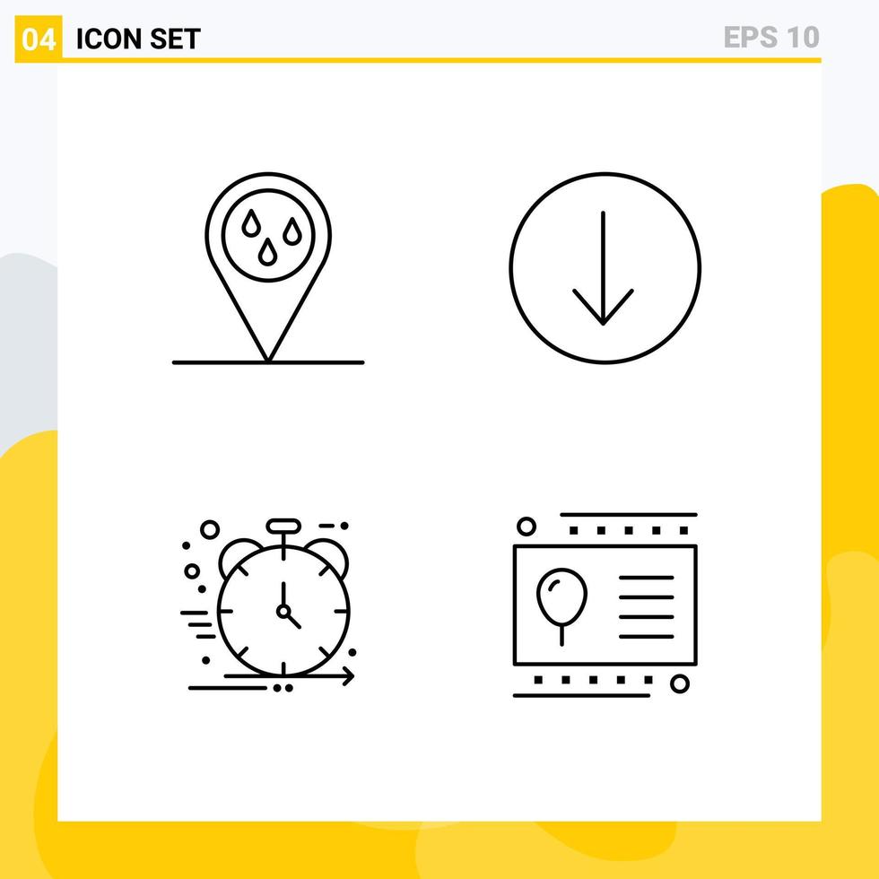 Pack of 4 Modern Filledline Flat Colors Signs and Symbols for Web Print Media such as forecast development arrow product gift card Editable Vector Design Elements