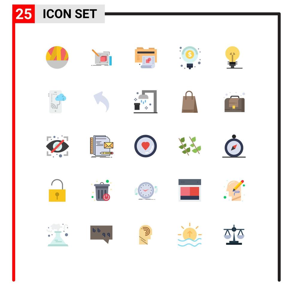 Set of 25 Vector Flat Colors on Grid for definnig money pencil ideas folder Editable Vector Design Elements