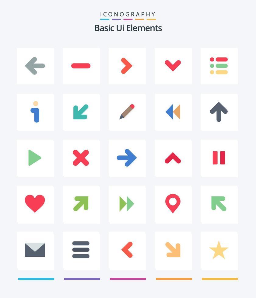 Creative Basic Ui Elements 25 Flat icon pack  Such As task. down. arrow. direction. arrow vector