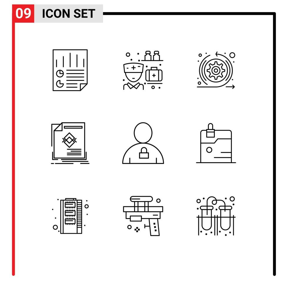 9 Universal Outline Signs Symbols of page leaflet pills advertisement sprint Editable Vector Design Elements