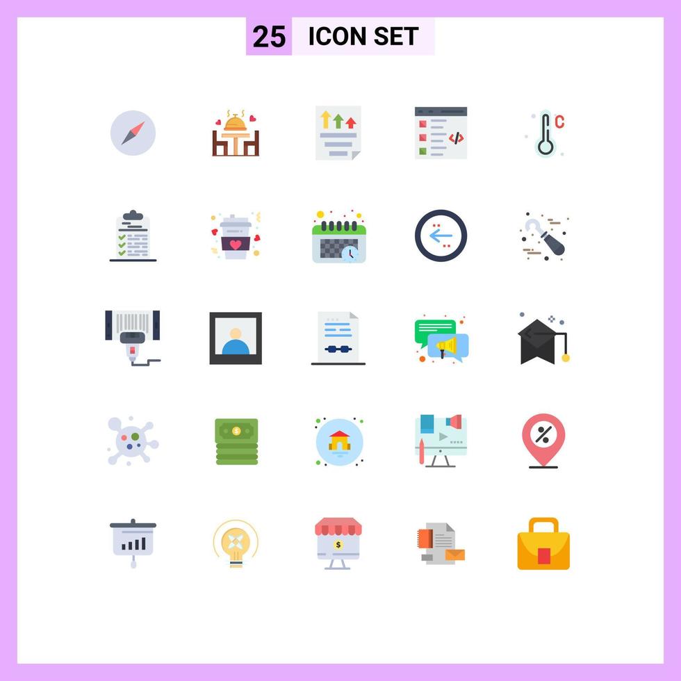 25 colores planos universales establecidos para aplicaciones web y móviles archivo de desarrollo de temperatura desarrollar comprobar elementos de diseño de vectores editables