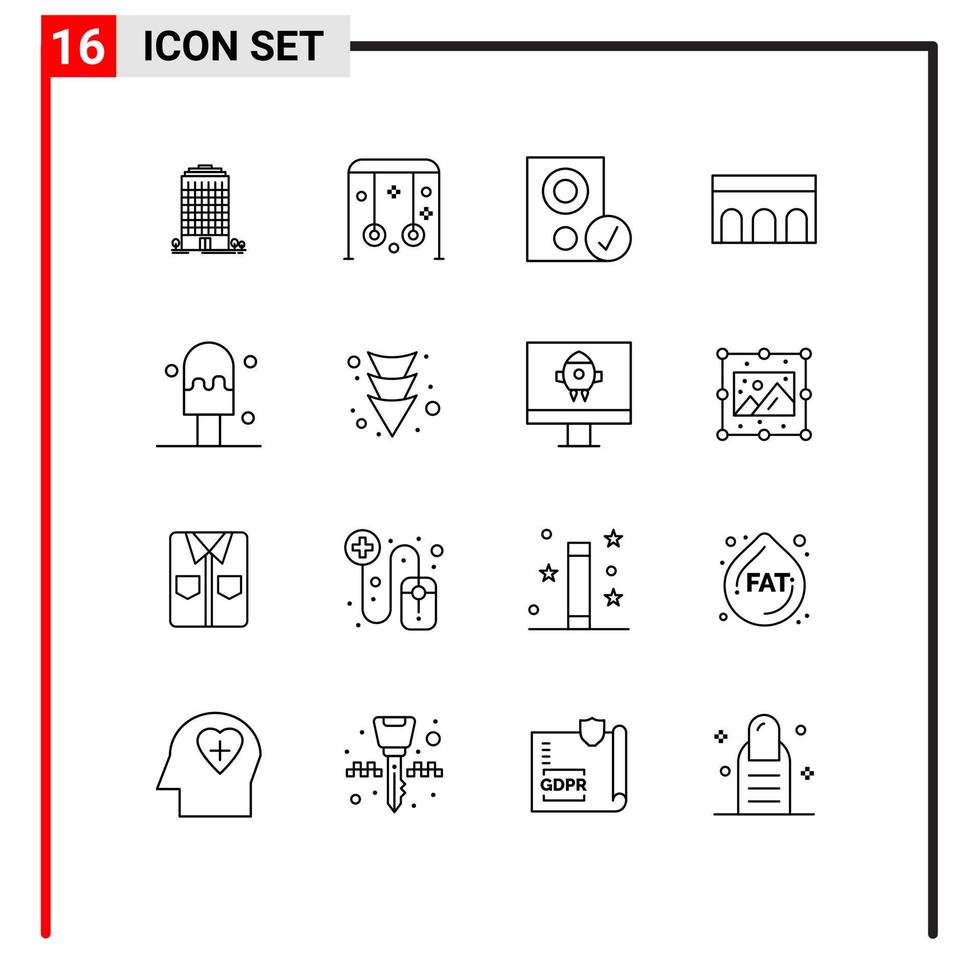 16 Universal Outlines Set for Web and Mobile Applications historic architecture swing arch hardware Editable Vector Design Elements