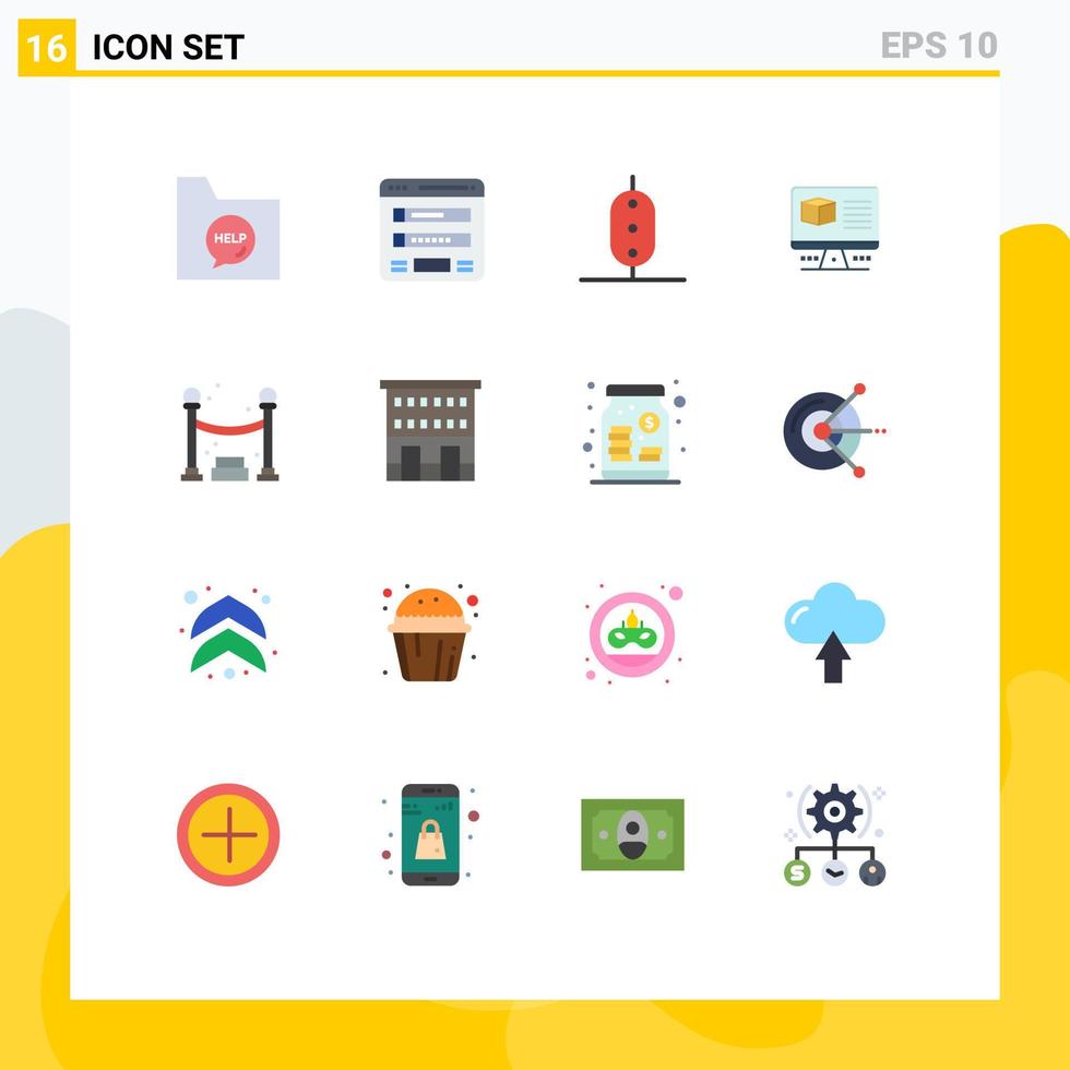 16 User Interface Flat Color Pack of modern Signs and Symbols of monitore box sitemap computer peas Editable Pack of Creative Vector Design Elements