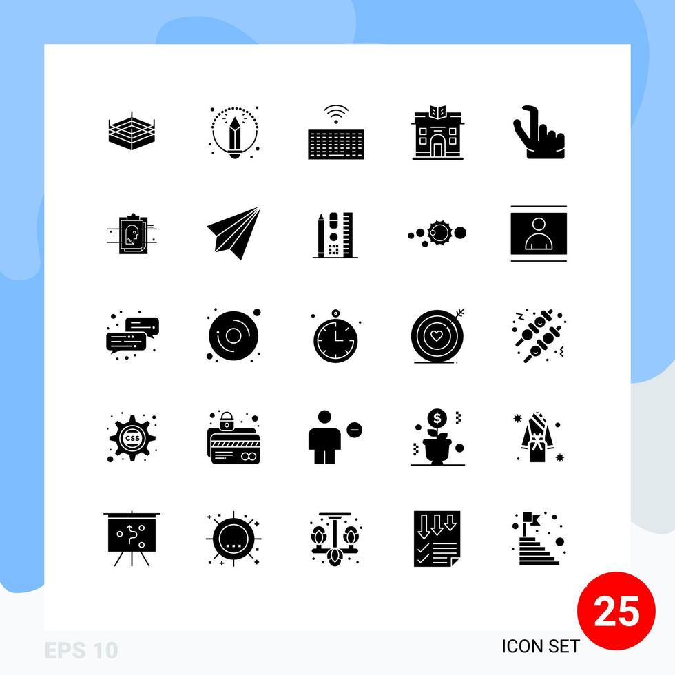 Set of 25 Modern UI Icons Symbols Signs for card zoom keys pinch building Editable Vector Design Elements