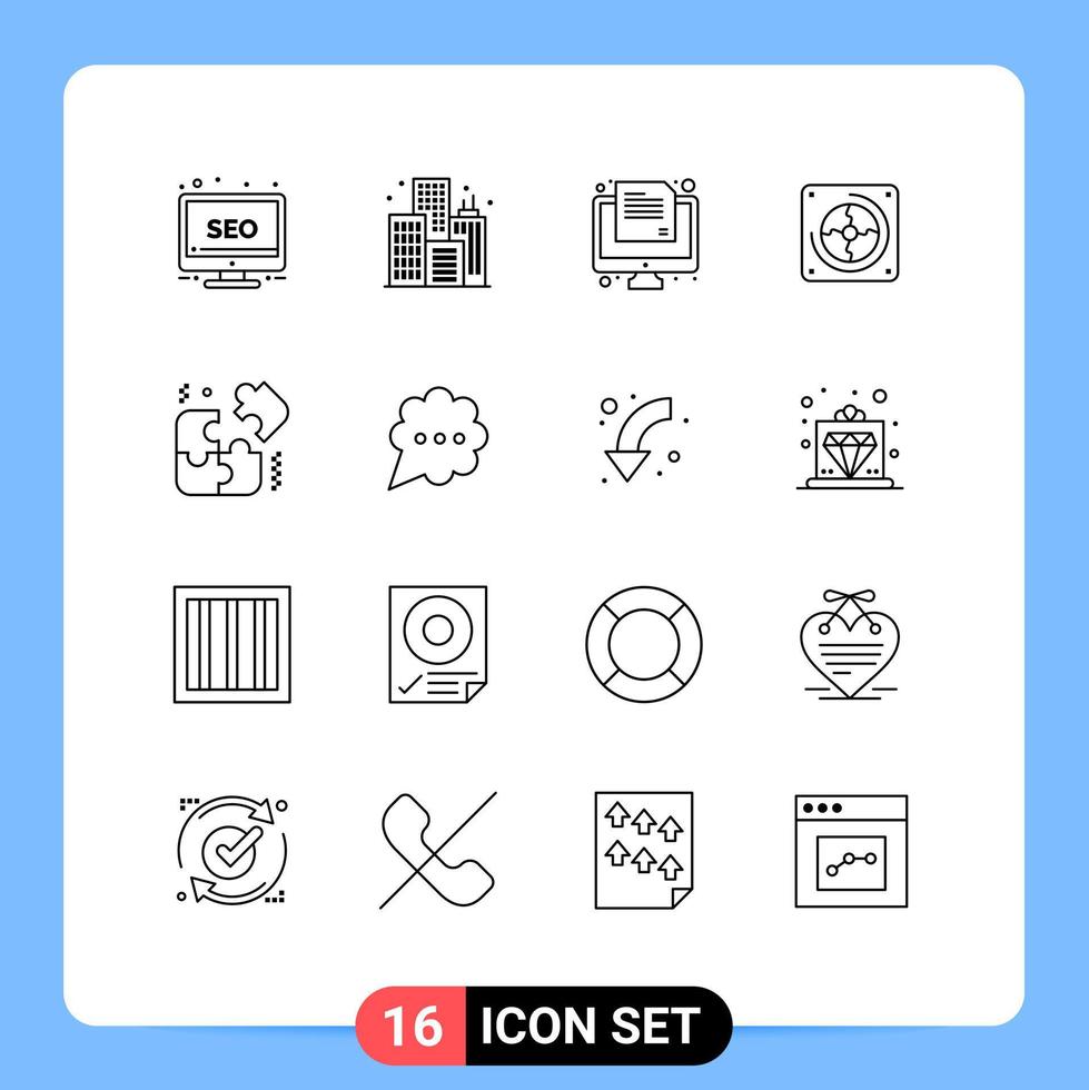 Outline Pack of 16 Universal Symbols of business pieces online fan hardware Editable Vector Design Elements