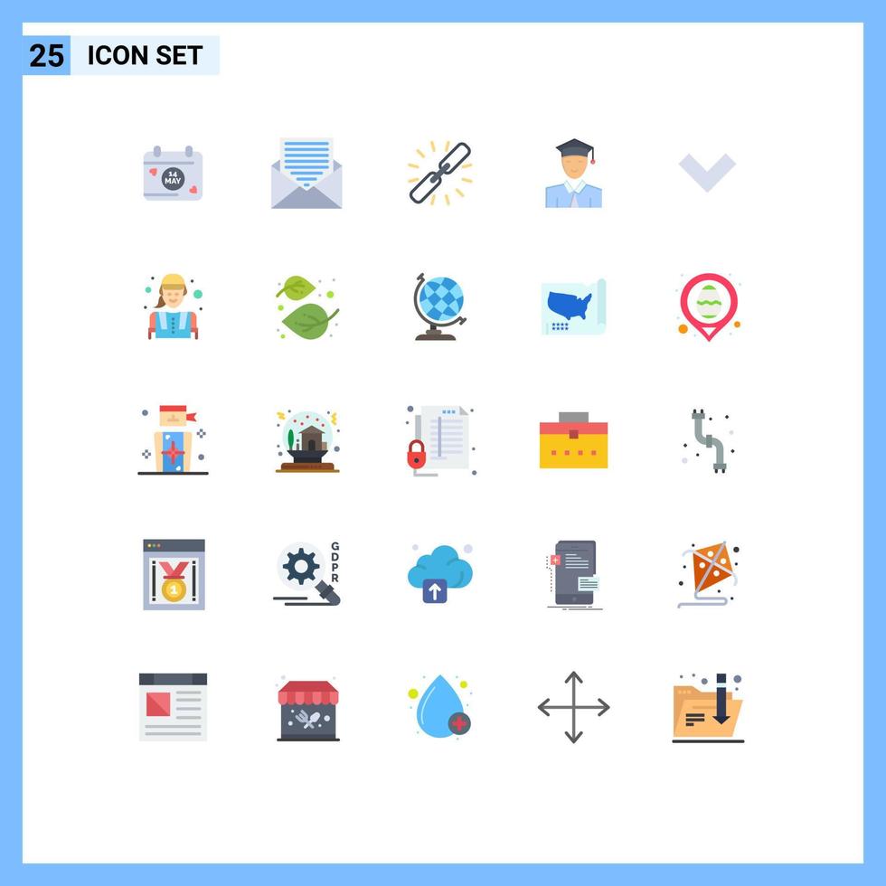 Pictogram Set of 25 Simple Flat Colors of arrow graduate link education web Editable Vector Design Elements