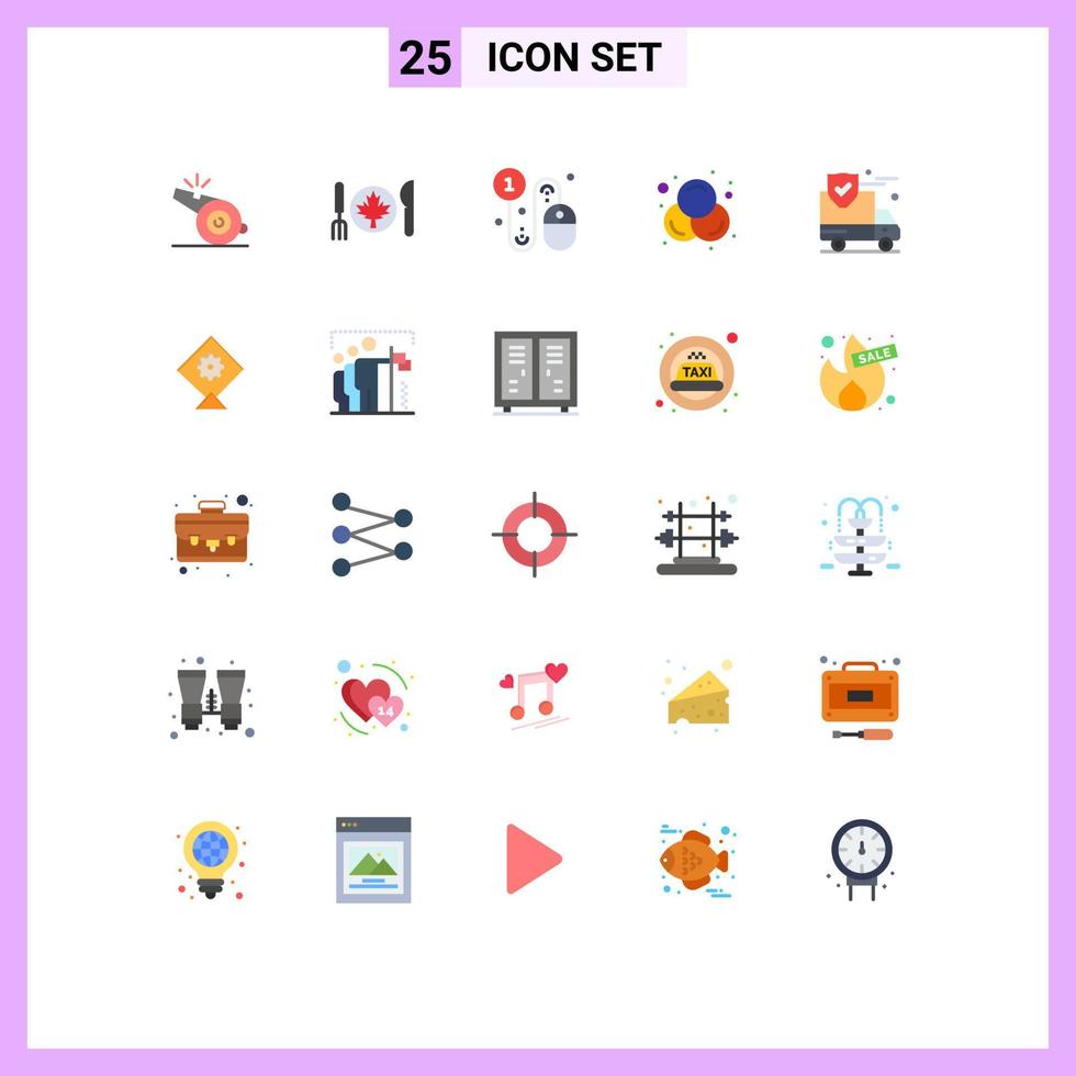 Mobile Interface Flat Color Set of 25 Pictograms of protection rgb business design pay per click Editable Vector Design Elements