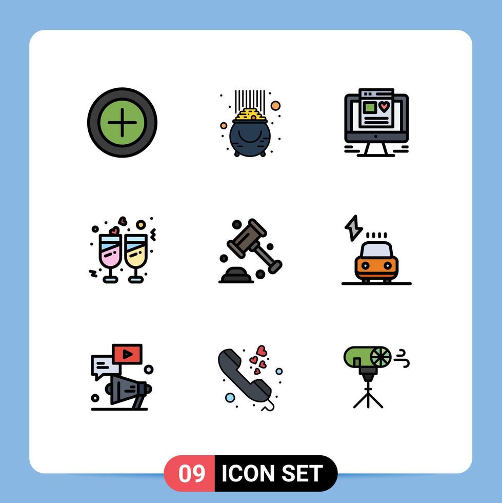 9 Filledline Flat Color concept for Websites Mobile and Apps security insurance computer reception glasses Editable Vector Design Elements