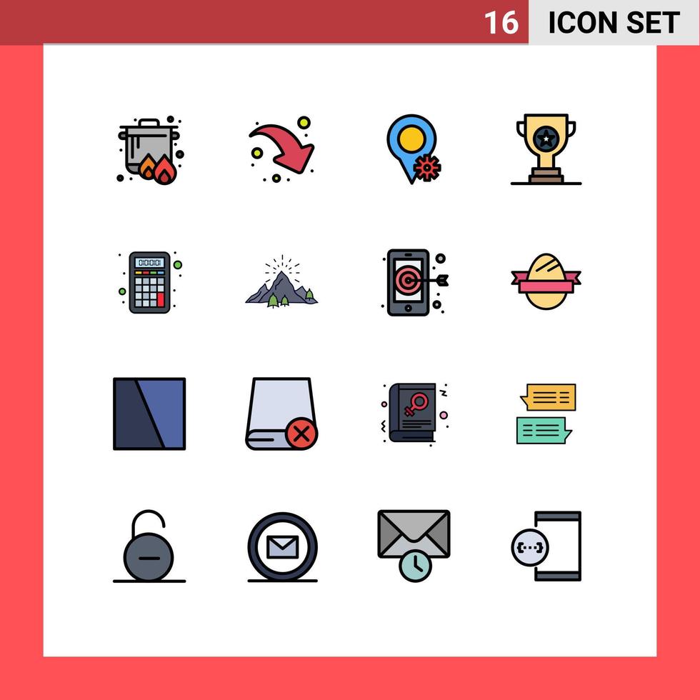 Set of 16 Modern UI Icons Symbols Signs for education calculator map accounting cup Editable Creative Vector Design Elements