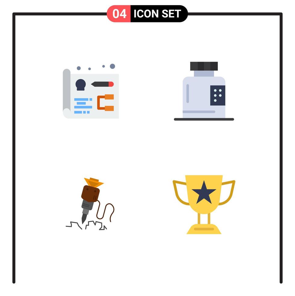 Stock Vector Icon Pack of 4 Line Signs and Symbols for designing building bottle form repair Editable Vector Design Elements