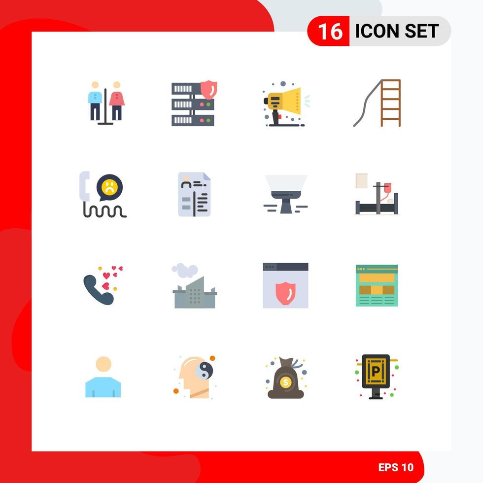Group of 16 Modern Flat Colors Set for emotion slide announcement kindergarten baby Editable Pack of Creative Vector Design Elements