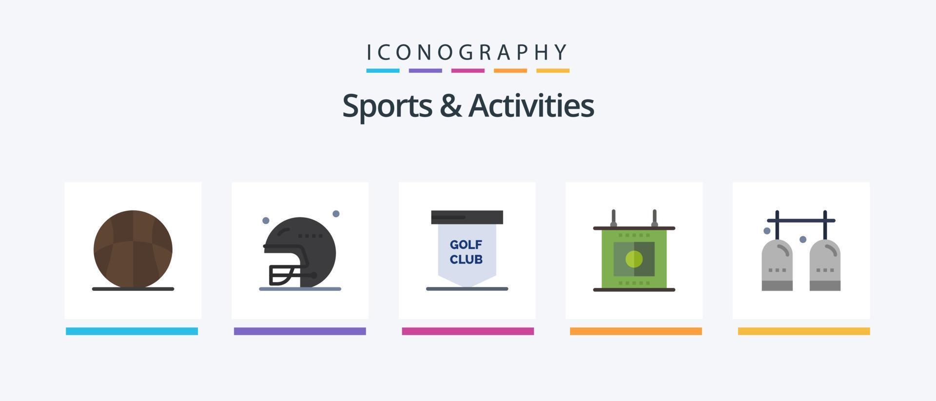 Paquete de 5 íconos planos de deportes y actividades que incluye actividades. juego. Deportes. fútbol americano. deporte. diseño de iconos creativos vector