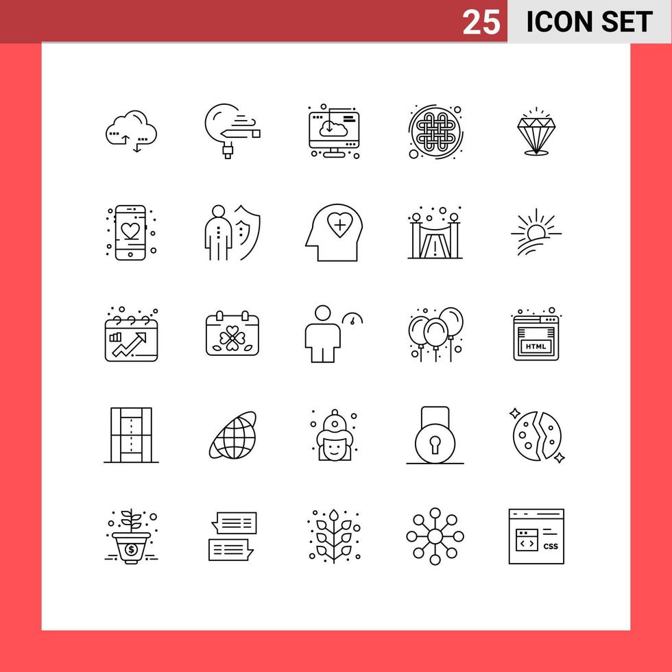 25 Line concept for Websites Mobile and Apps knot ireland study celtic knot installation Editable Vector Design Elements