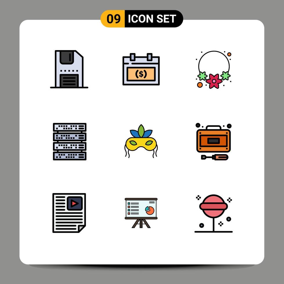 9 Filledline Flat Color concept for Websites Mobile and Apps mask rack mount money rack india Editable Vector Design Elements