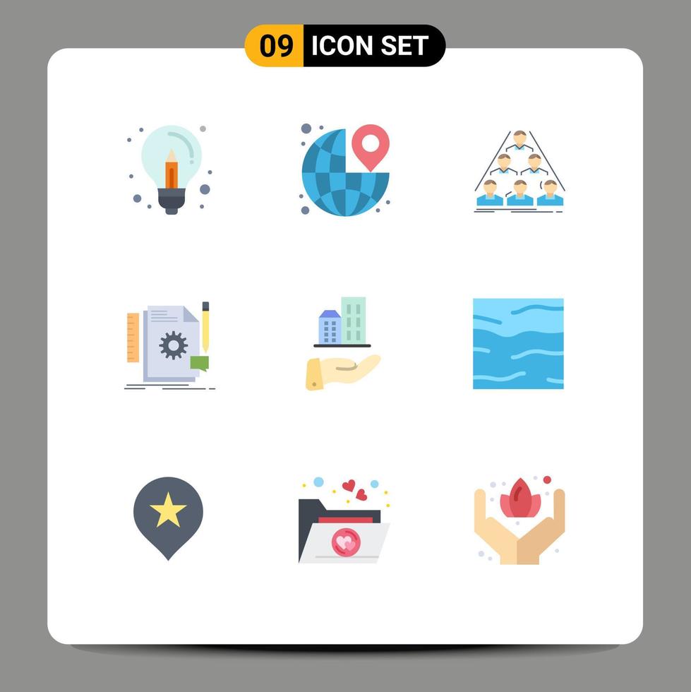 9 Thematic Vector Flat Colors and Editable Symbols of develop creative the meeting structure Editable Vector Design Elements