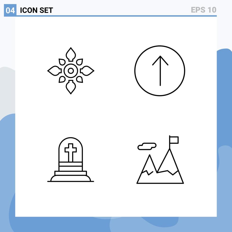 Universal Icon Symbols Group of 4 Modern Filledline Flat Colors of celebrate death diwali arrow gravestone Editable Vector Design Elements