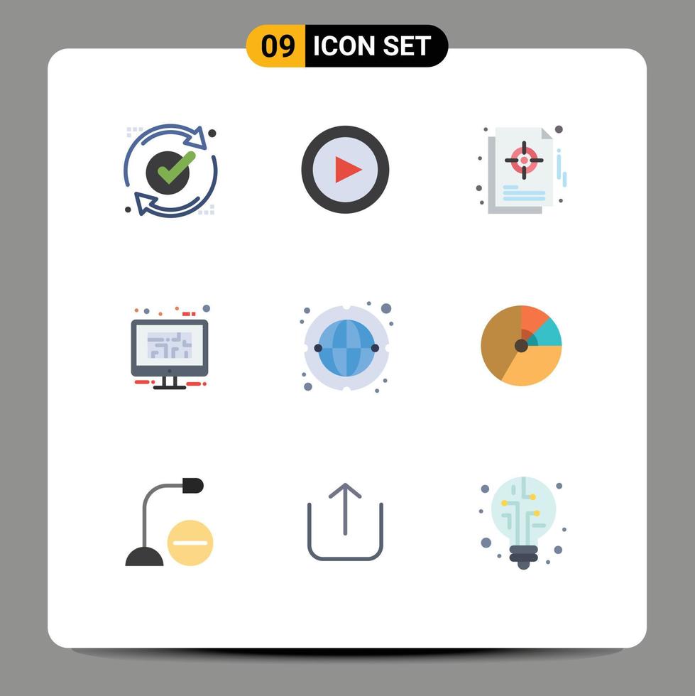 9 Universal Flat Colors Set for Web and Mobile Applications plan design chart blue target Editable Vector Design Elements