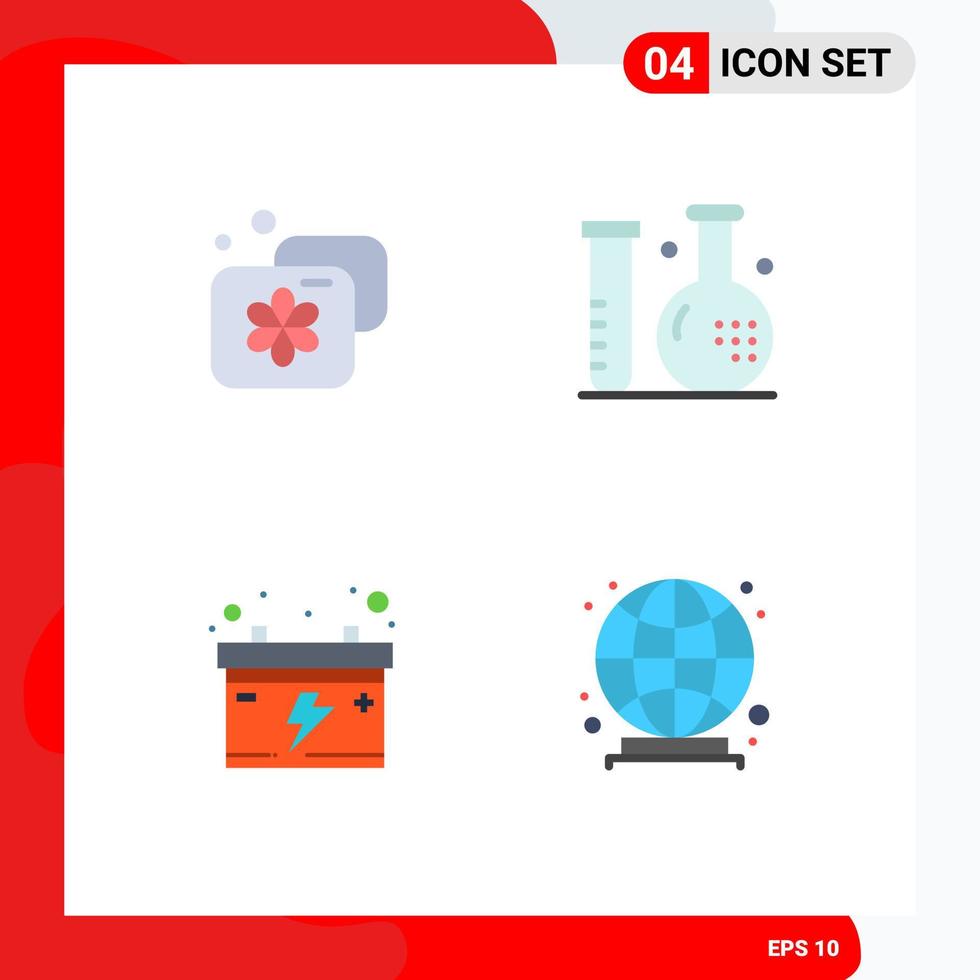 4 iconos universales planos signos símbolos de alojamiento acumulador spa forma coche elementos de diseño vectorial editables vector