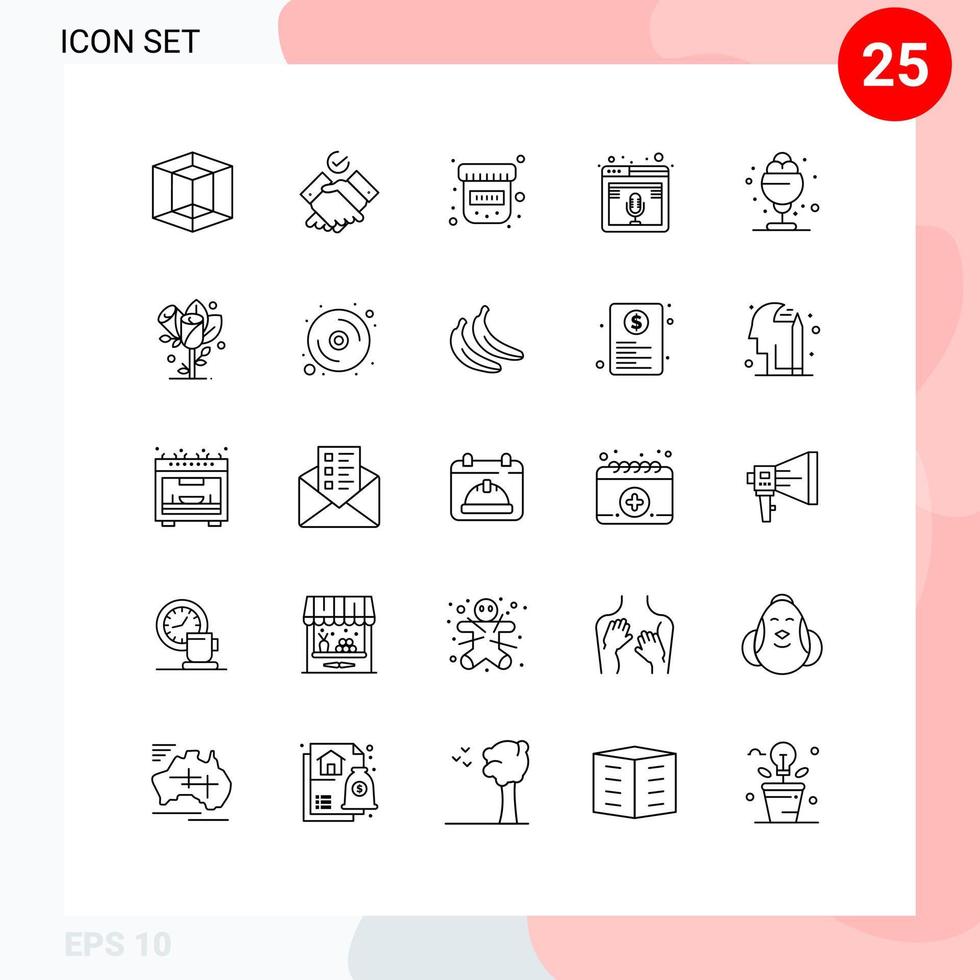 conjunto moderno de 25 líneas y símbolos como elementos de diseño de vectores editables de podcast médico del desierto de paletas