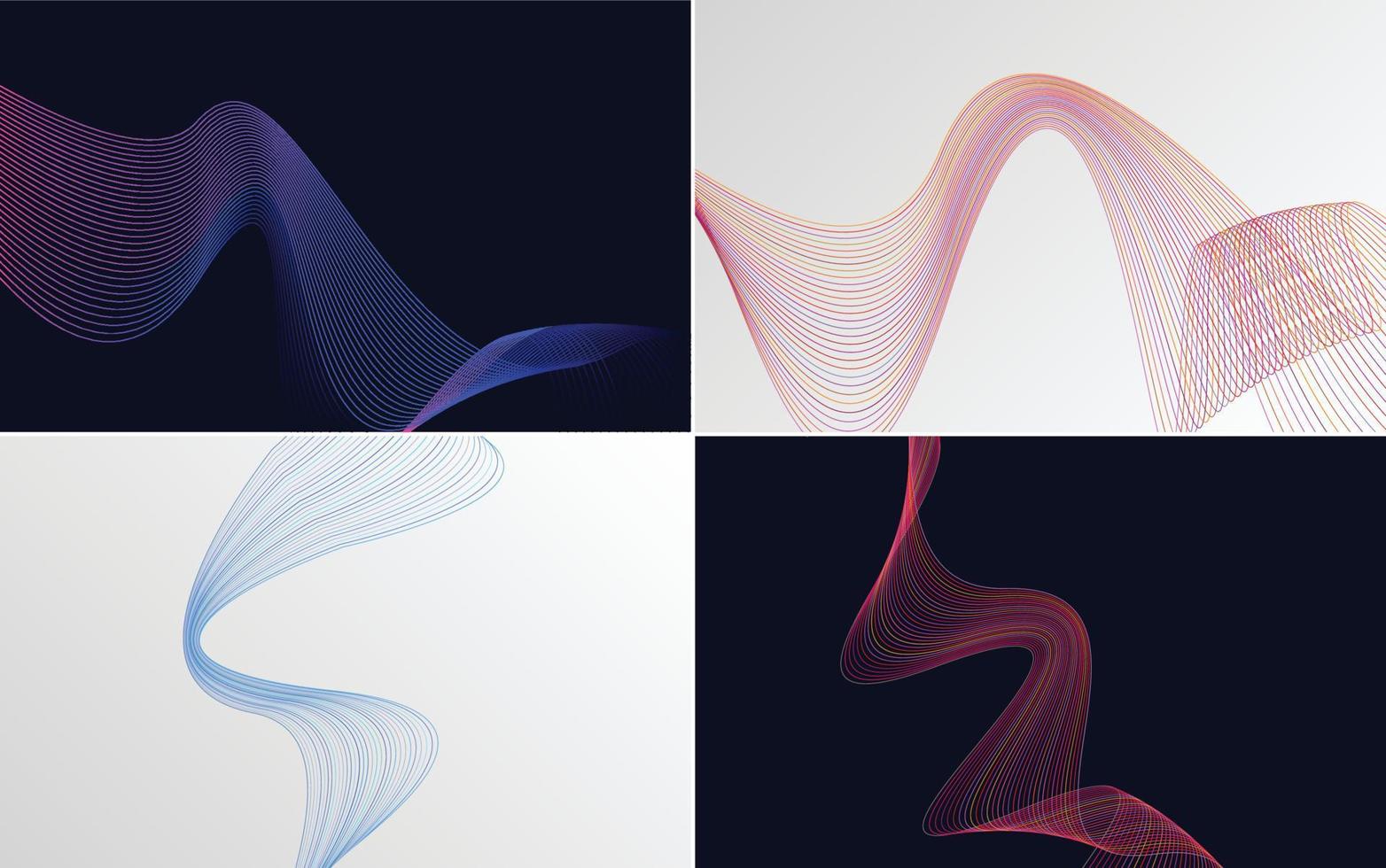 Modern wave curve abstract vector background pack for a unique and creative design