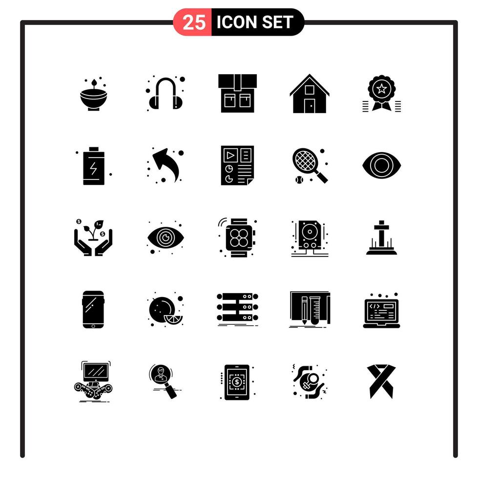 Modern Set of 25 Solid Glyphs Pictograph of achievement convo help conversation contact Editable Vector Design Elements