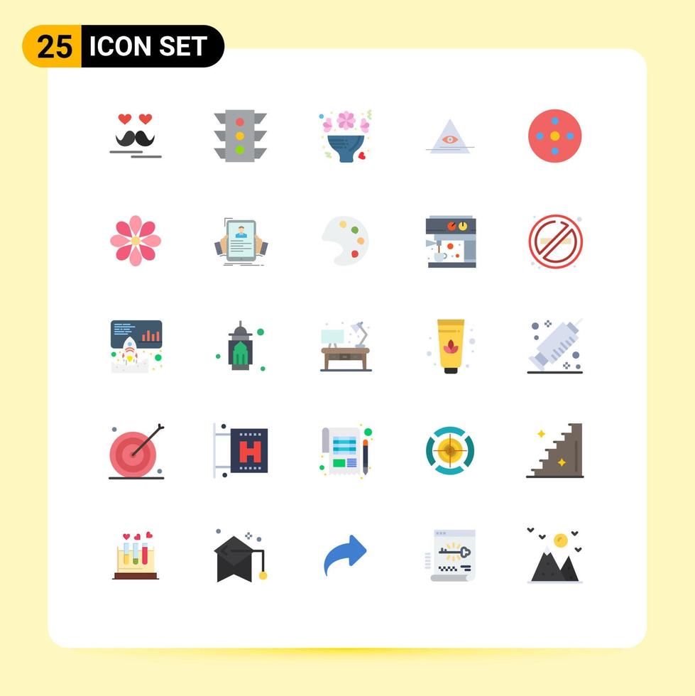 conjunto de 25 iconos de ui modernos símbolos signos para triángulo illuminati regla ojos rosas elementos de diseño vectorial editables vector