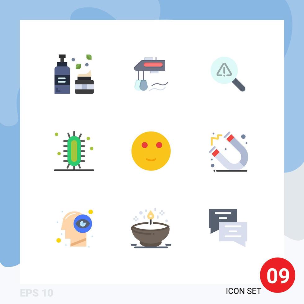 Group of 9 Modern Flat Colors Set for embarrassed science find learn biology Editable Vector Design Elements