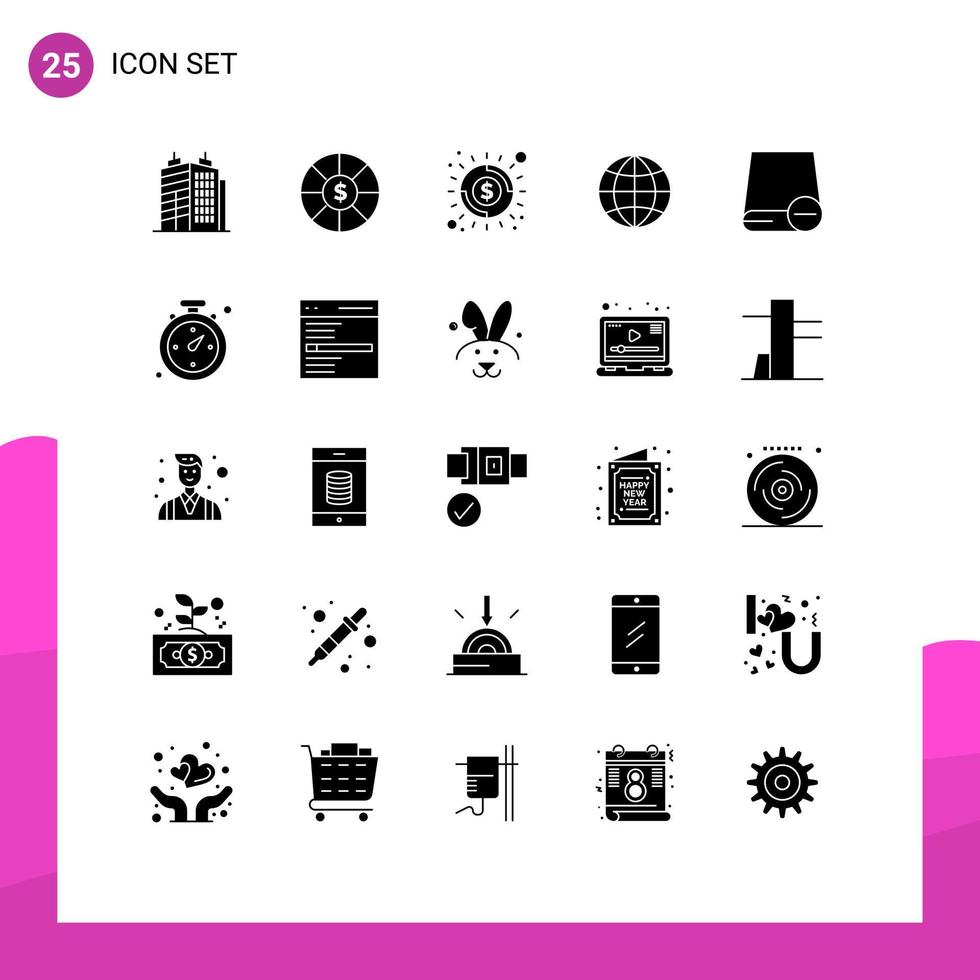 25 iconos creativos signos y símbolos modernos de dispositivos de dinero de unidad de hardware elementos de diseño vectorial editables del mundo vector