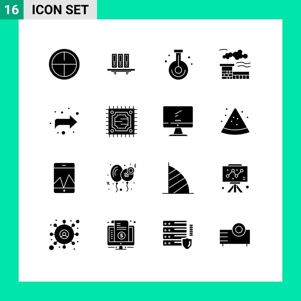 Modern Set of 16 Solid Glyphs Pictograph of landscape factory folders science laboratory Editable Vector Design Elements
