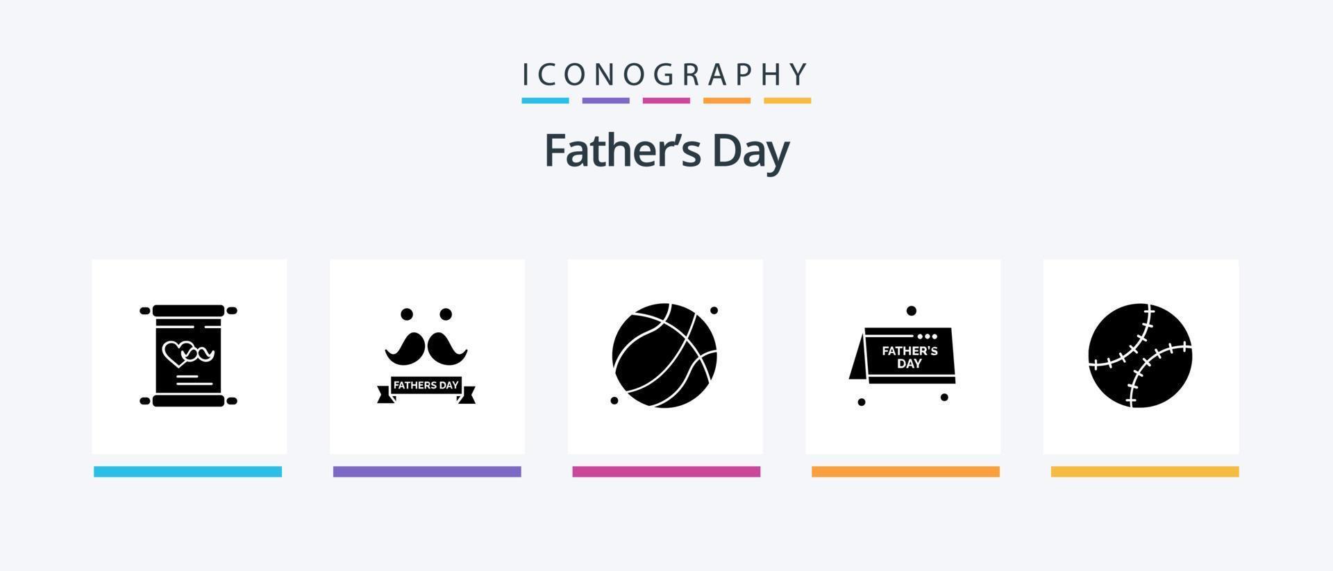 Fathers Day Glyph 5 Icon Pack Including gentleman. fathers day. basket ball. father. calendar. Creative Icons Design vector