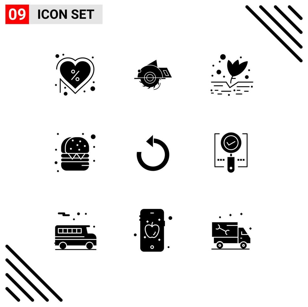 9 Creative Icons Modern Signs and Symbols of refresh fast food construction burger farming Editable Vector Design Elements