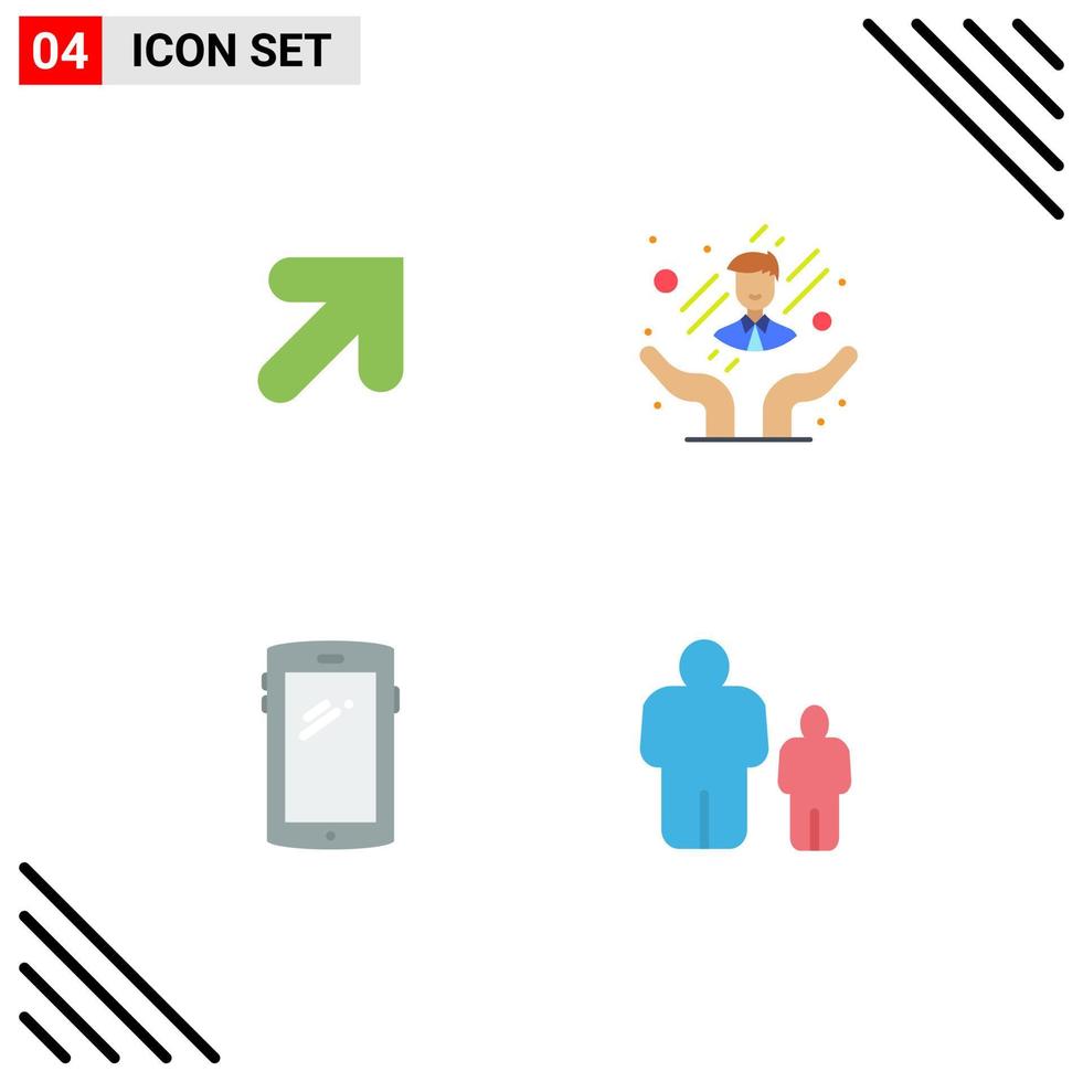 Stock Vector Icon Pack of 4 Line Signs and Symbols for arrow android care phone child Editable Vector Design Elements