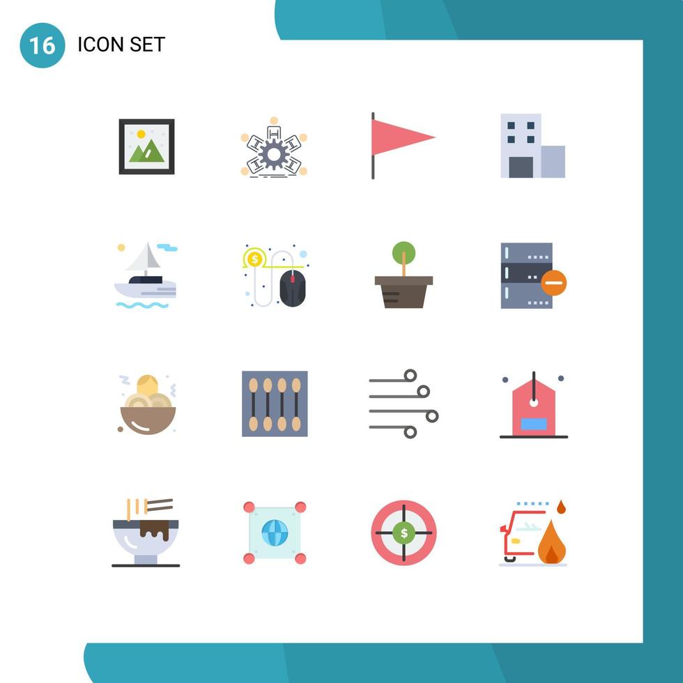 Universal Icon Symbols Group of 16 Modern Flat Colors of transport boat teamwork university education Editable Pack of Creative Vector Design Elements