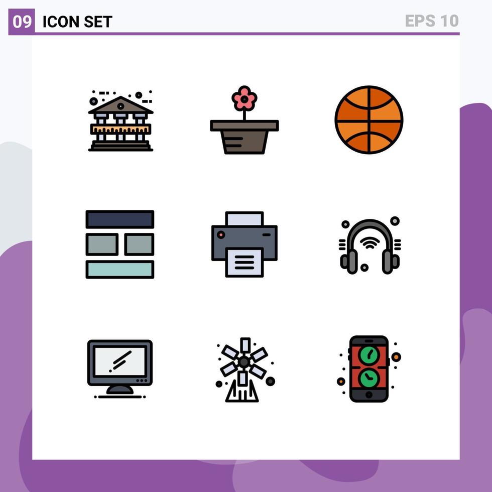 Group of 9 Filledline Flat Colors Signs and Symbols for line basic christmas layout editing Editable Vector Design Elements