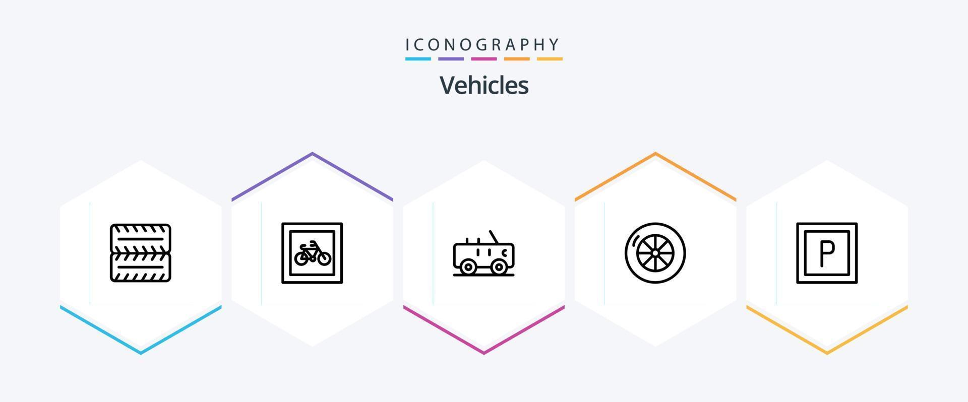 paquete de iconos de 25 líneas de vehículos que incluye . todoterreno. . estacionamiento vector