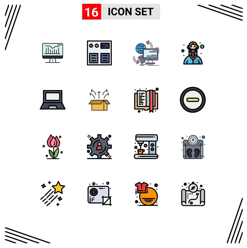 Stock Vector Icon Pack of 16 Line Signs and Symbols for nurse mask access female security Editable Creative Vector Design Elements