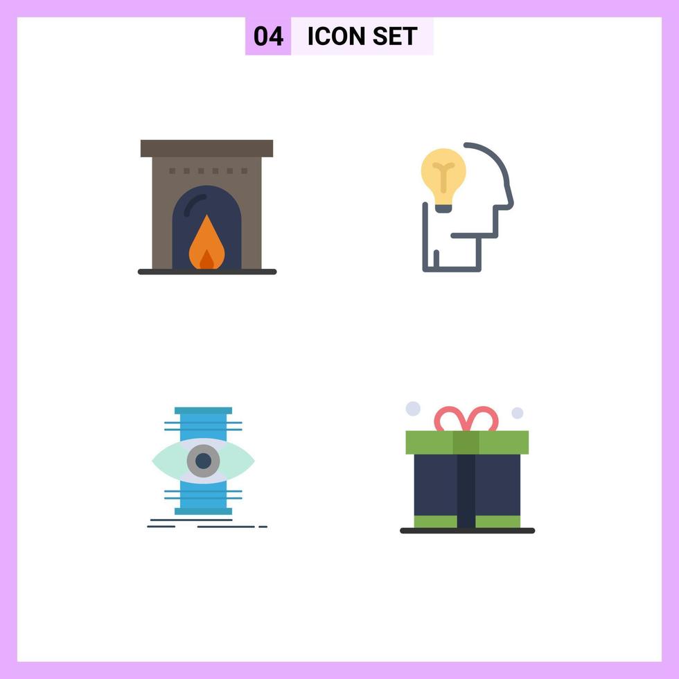Pictogram Set of 4 Simple Flat Icons of hotel success idea human optimize Editable Vector Design Elements